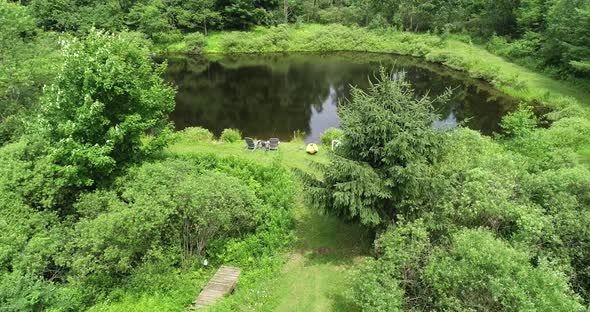 A drop back from the perfect fishing spot on a sunny day in the Catskill Mountains New York.