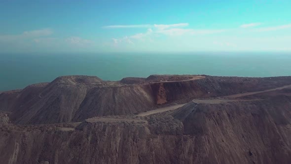 Aerial View. Mountain Slag in the Sea