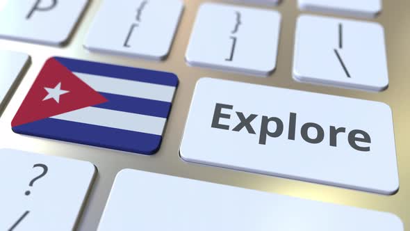 EXPLORE Word and National Flag of Cuba on the Keyboard