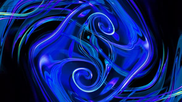 Abstract Blue Color Glossy Twirl Motion Animated Background