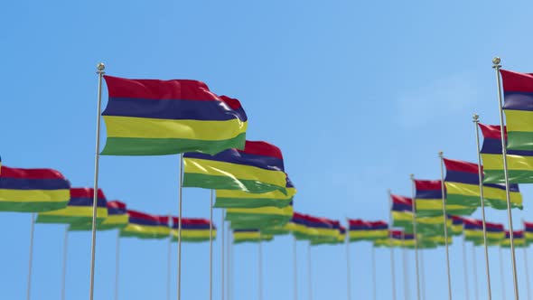 Mauritius  Row Of Flags 3D Animation