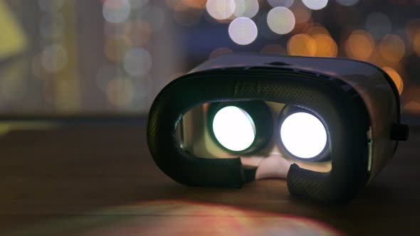 Virtual reality headset playing movie inside