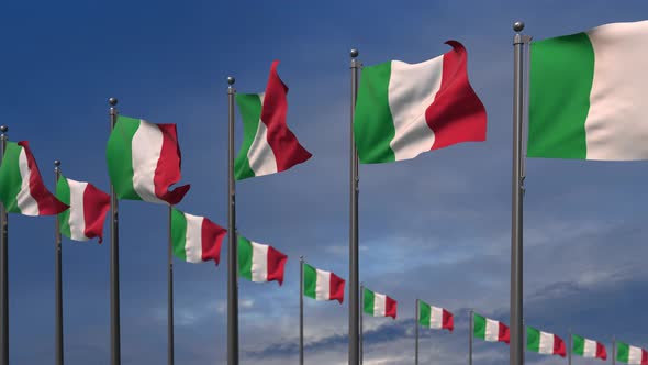 The Italy Flags Waving In The Wind  - 4K