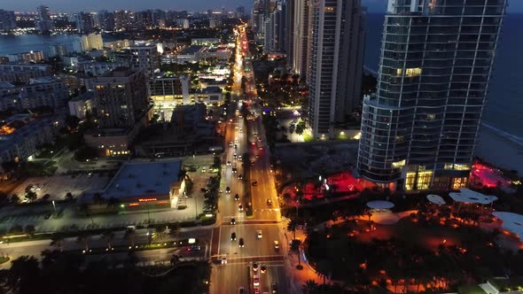 Aerial landscape of coast city of Miami Florida United States