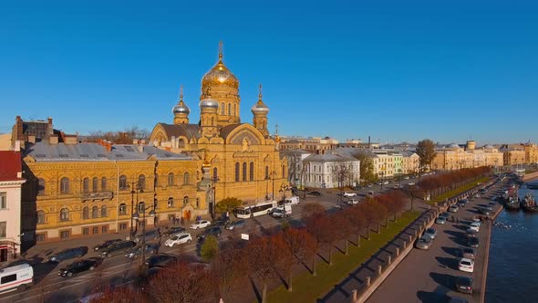 Aerial Footage of Church of the Assumption of the Blessed Virgin Mary Blockade Temple St