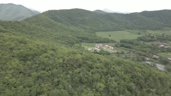 Babaneuli, Georgia - June 15 2021: Aerial view of Babaneulis Marani Hotel