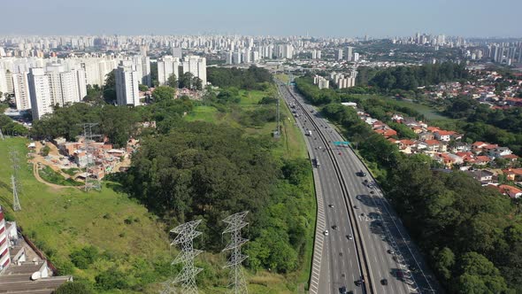 Bandeirantes highway near downtown Sao Paulo Brazil. Famous brazilian road