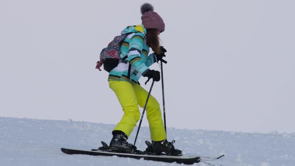 Amateur Skier Girl Downhill