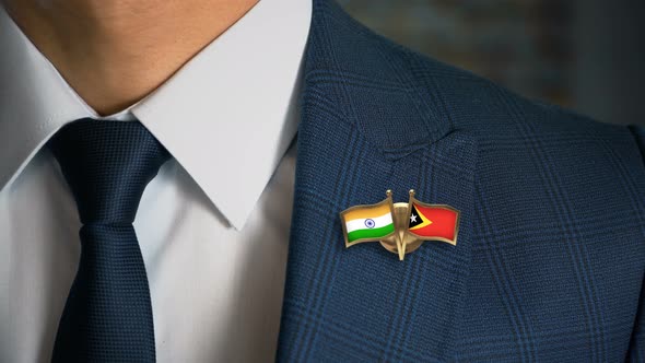 Businessman Friend Flags Pin India East Timor