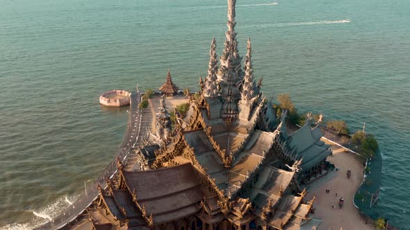 Aerial View of the Sanctuary of Truth in Pattaya, Thailand