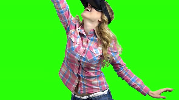 Happy Woman Wearing Virtual Reality Googles