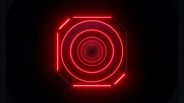 4k Red Neon Radial Tunnel