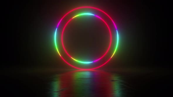 Circle stage multicolored neon light