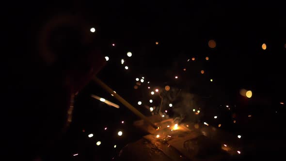 Welding Sparks And Smoke Slow Motion