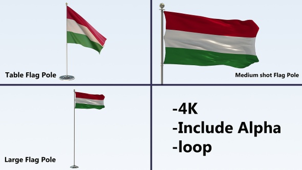 Hungary Flag Pole Pack 4k-Loop