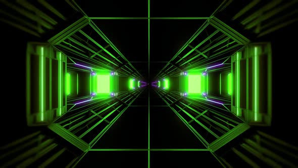 abstract tunnel with green lights