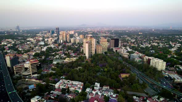 frontal shot of south mexico city in a very polluted day