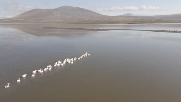 Aerial view of Madatapa lake in Javakheti National park. Georgia