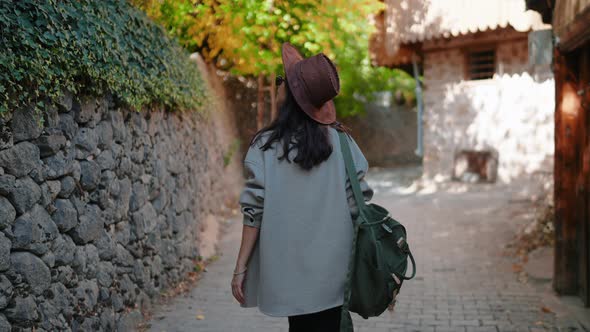 Tourist Woman Walking