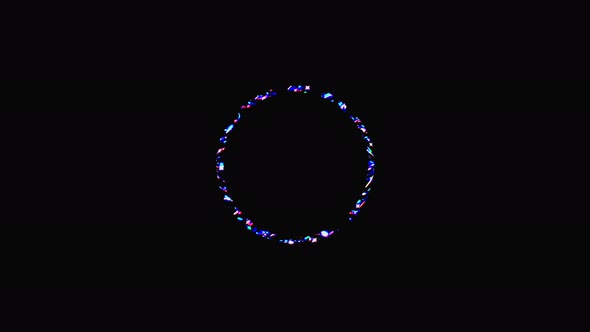 animated circle shape of colorful flashing lights, on black background