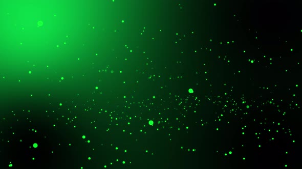 Flying Particles Green Background Animation