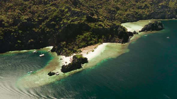 Tropical Seawater Lagoon and Beach Philippines El Nido