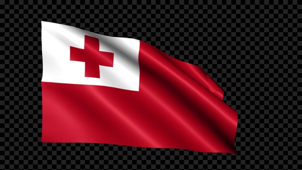 Tonga Flag Blowing In The Wind