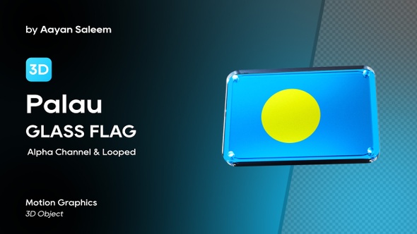 Palau Flag 3D Glass Badge