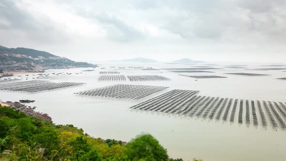 Time lapse of seaweed farms in China