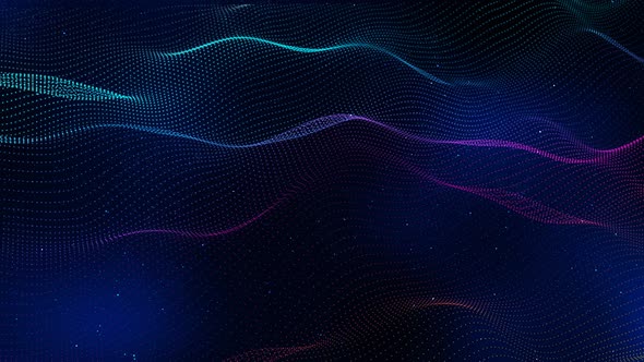 Blue Color Technology Digital Particle Line Wave Background Animation