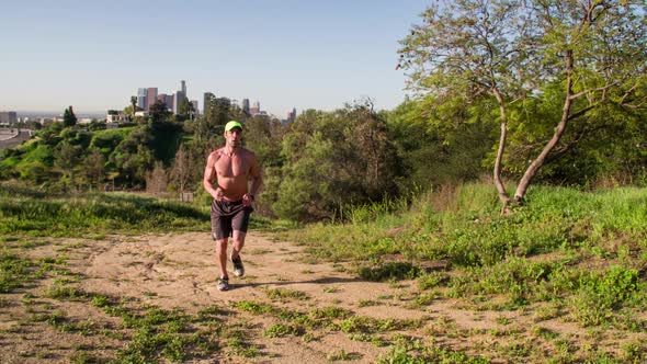 Athletic Male Trail Running Slow-Motion