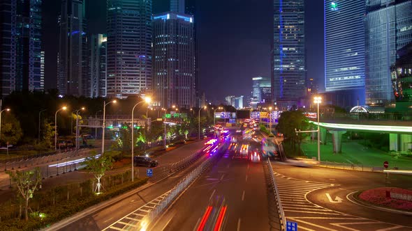 Shanghai Heavy Street Traffic Pan Up