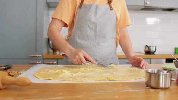 Woman Cooking Food and Baking on Kitchen at Home