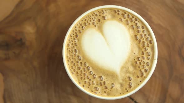 Heart Latte Art Top View.