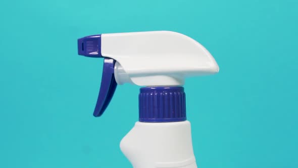 Closeup of the Spout of a Spray Bottle with Household Cleaning Chemicals