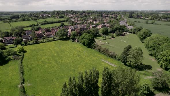 Hampton-In-Arden Village Aerial View West Coast Main Line Train Station West Midlands UK