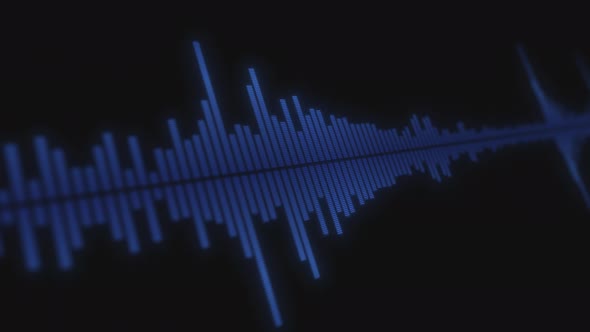 Minimalist Blue Wave Form Audio Isolated on Black Background