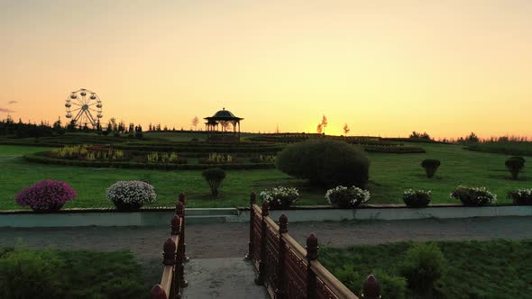 Scenic Landscape of Beautiful Summer Park Dobropark at Sunrise Motyzhyn Ukraine