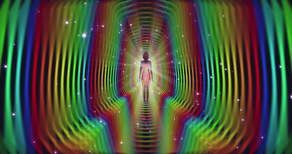 A Looped 3D Animation of the Enlightenment of the Multicolored Energy of the Human Aura Fields