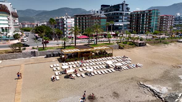 Beach Bar aerial view 4k