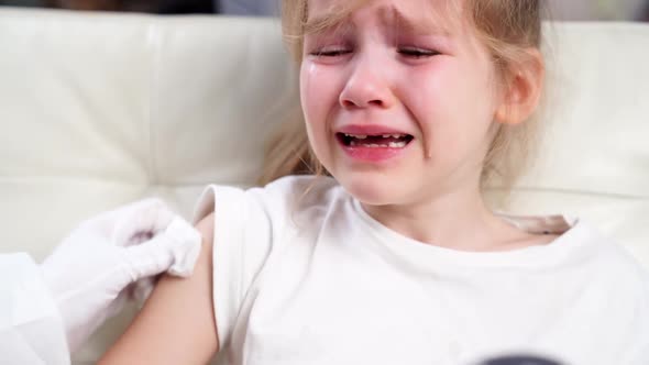 Little Girl Cries After Injection