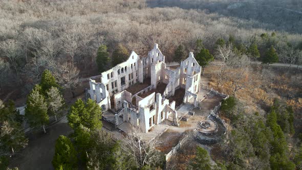 Castle Ruins in Ha Ha Tonka State Park in the Ozarks, Missouri, Aerial