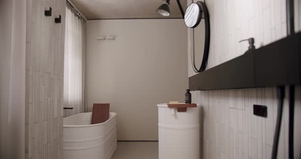 Bathroom Interior Minimalist Interior in White Colors with Bathroom Accessories