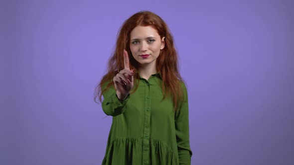 Portrait of Serious Woman Showing Rejecting Gesture By Stop Finger Sign