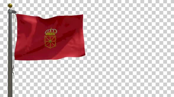 Navarre Flag (Spain) on Flagpole with Alpha Channel - 4K