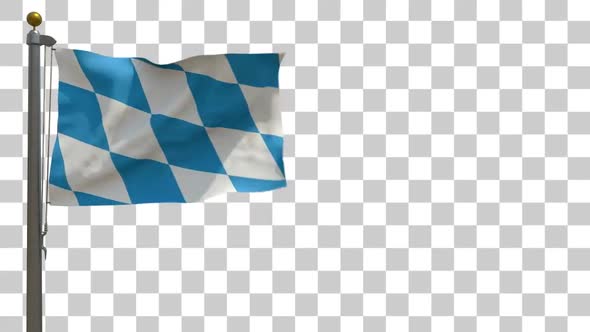 Bavaria Flag (Lozengy) on Flagpole with Alpha Channel
