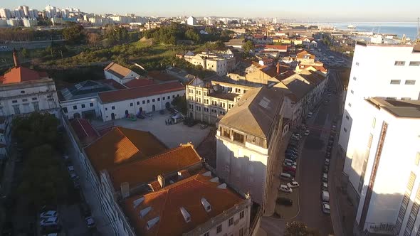 Abandoned old buildings by the river Lisbon