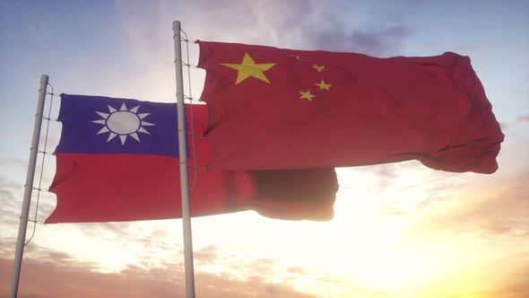 China and Taiwan Flags Background Diplomatic and Economic Relations