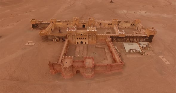 Aerial shot of a fort in Ouarzazate