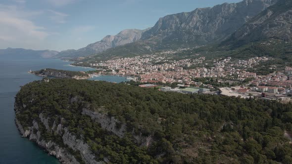 Aerial View of the City of Makarska in Croatia